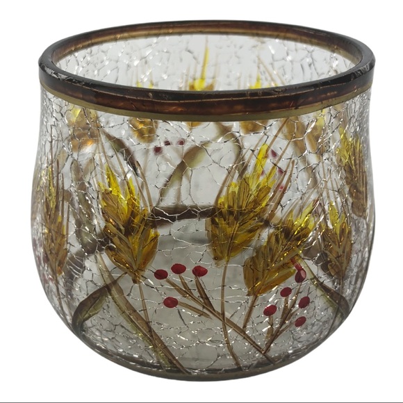 Yankee Candle Crackle Glass Wheat & Berries Votive Candle Holder